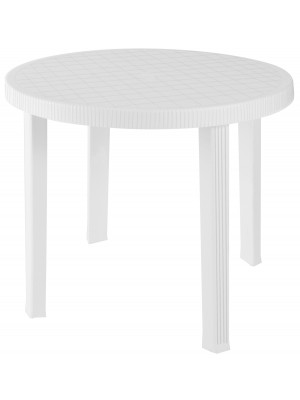 Tavolo tondo diametro 90 cm Tolomeo in plastica bianco con foro per ombrellone