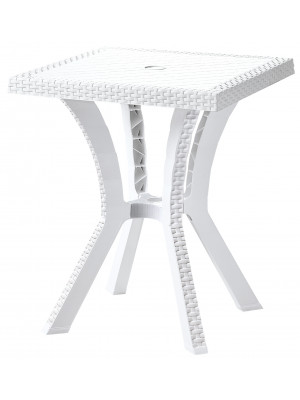 Tavolo tavolino quadrato 60x60 cm Rigoletto simil Rattan bianco in dura resina di plastica per bar ristorante casa giardino balcone