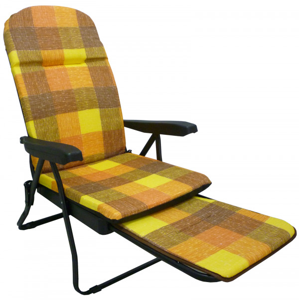 Poltrona sedia sdraio in metallo imbottita con poggiapiedi