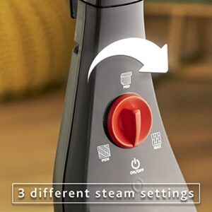 Vileda Steam Plus, Scopa A Vapore Per Grandi Superfici, Senza Uso Di Detergenti, Elimina Fino Al 99.9% Di Batteri E Virus, Nero