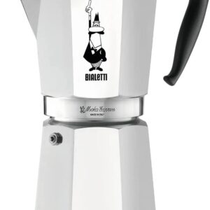 Caffettiera moka macchinetta per preparare il caffè Bialetti Express grande in acciaio grigio capacità 18 tazze