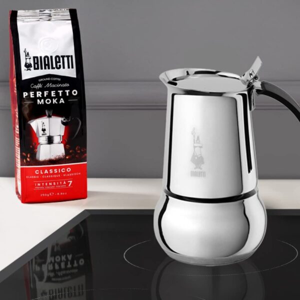 Caffettiera moka macchinetta per preparare il caffè Bialetti Kitty in acciaio grigio capacità 6 tazze