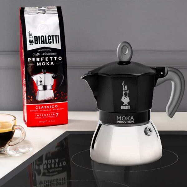 Caffettiera moka macchinetta per preparare il caffè Bialetti Induction nera capacità 2 tazze