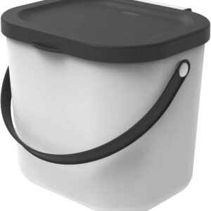 Contenitore cestino scatola bianco con manico per la cucina, Plastica (PP) senza BPA, da 6 Litri, 23.5 x 20.0 x 20.8 cm