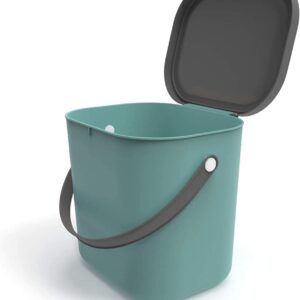 Contenitore cestino scatola verde acqua con manico per la cucina, Plastica (PP) senza BPA, da 6 Litri, 23.5 x 20.0 x 20.8 cm