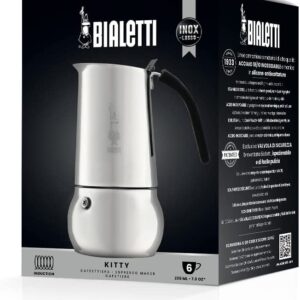 Caffettiera moka macchinetta per preparare il caffè Bialetti Kitty in acciaio grigio capacità 6 tazze