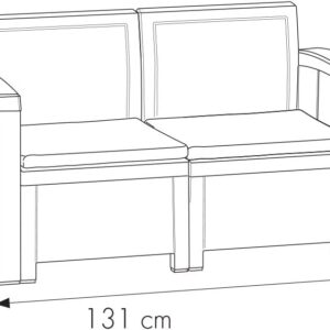 Salotto completo marrone 4 posti per esterno o interno in finto rattan con cuscini e tavolo contenitore