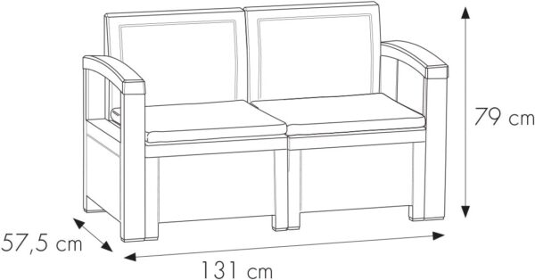 Salotto completo marrone 4 posti per esterno o interno in finto rattan con cuscini e tavolo contenitore