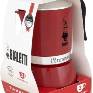 Caffettiera moka macchinetta per preparare il caffè Fiammetta rossa Bialetti capacità 3 tazze