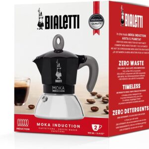 Caffettiera moka macchinetta per preparare il caffè Bialetti Induction nera capacità 2 tazze