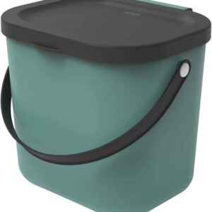 Contenitore cestino scatola verde acqua con manico per la cucina, Plastica (PP) senza BPA, da 6 Litri, 23.5 x 20.0 x 20.8 cm