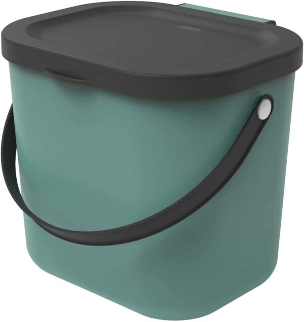 Contenitore cestino scatola verde acqua con manico per la cucina, Plastica (PP) senza BPA, da 6 Litri, 23.5 x 20.0 x 20.8 cm