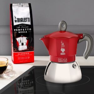 Caffettiera moka macchinetta per preparare il caffè Bialetti Induction rossa capacità 2 tazze