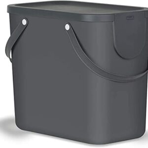 Mastello nero antracite per raccolta differenziata Plastica (PP) senza BPA,  da 25 Litri, 40.0 x 23.5 x 34.0 cm