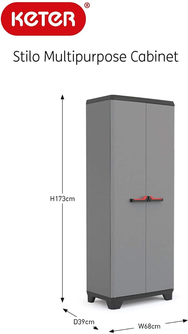 Keter Armadio Portascope Stilocon 3 Ripiani Regolabili, Colore Grigio, 68 x 39 x 173 cm