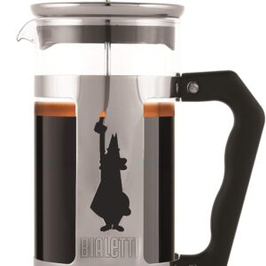 Bialetti Preziosa caffettiera, filtro French Press per caffè o tè, corpo in acciaio inossidabile e contenitore in vetro borosilicato, lavabile in lavastoviglie, 350 ml, per 3 tazze