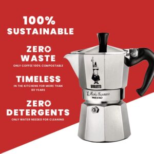 Caffettiera moka macchinetta per preparare il caffè Bialetti Express grande in acciaio grigio capacità 18 tazze