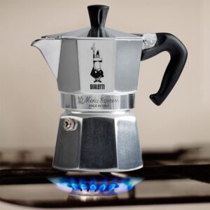 Caffettiera moka macchinetta per preparare il caffè Bialetti Express grande in acciaio grigio capacità 18 tazze