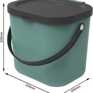 Contenitore cestino scatola verde acqua con manico per la cucina, Plastica (PP) senza BPA, da 6 Litri, 23.5 x 20.0 x 20.8 cm