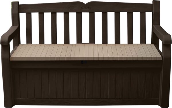 Keter Cassapanca Eden Bench Marrone Con Seduta Beige 265 Lt In Resina Cm 140X60X84 H