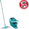 Leifheit Pressa Profi Xl Set Lavapavimenti, Mop Lavapavimenti Con Strizzatore Incorporato, Mop Set Con Rotazione Scopa A 360° E Secchio Con Rotelle, Turquoise, 49 x 29 x 38 cm