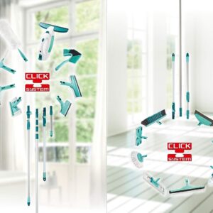 Leifheit Set Clean Twist Disc Mop Ergo mop pavimenti turchese, Lavapavimenti professionale flessibile a 360°, Mop rotante con manico regolabile e rotelle