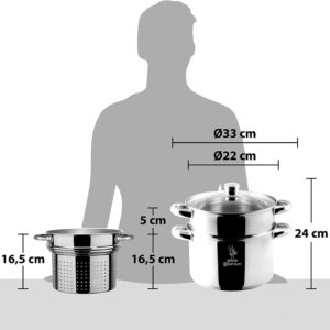 Pentola per Pasta con cestello scolapasta Aeternum La Divina Pastarella Diametro 22 cm in Acciaio