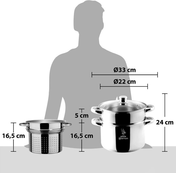 Pentola per Pasta con cestello scolapasta Aeternum La Divina Pastarella Diametro 22 cm in Acciaio