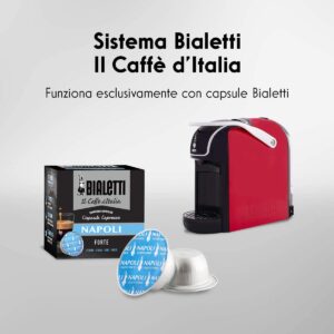 Bialetti New Break - Macchina Caffè Espresso a Capsule in Alluminio con Sistema Bialetti il Caffè d'Italia, Design Compatto, Rosso, Include 64 Capsule In Omaggio