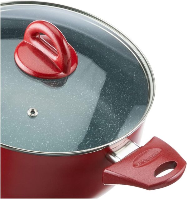 Tognana Rock in Red, Batteria di pentole e padelle, Set con 2 padelle, 3 casseruole, 3 coperchi trasparenti, 8 Pezzi, Alluminio, Rosso