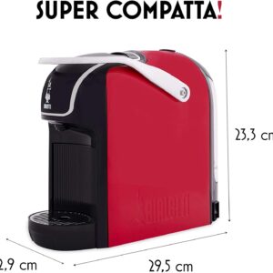 Bialetti New Break - Macchina Caffè Espresso a Capsule in Alluminio con Sistema Bialetti il Caffè d'Italia, Design Compatto, Rosso, Include 64 Capsule In Omaggio