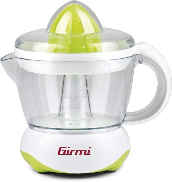 Girmi SR02 Spremiagrumi, 25 W, Capacità 700cc, Doppia coppa di spremitura, Bianco/Verde