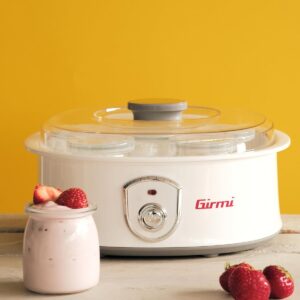 Girmi YG03 Yogurtiera, 20W, 42 - 50°C, 7 Vasetti in Vetro, Bianco