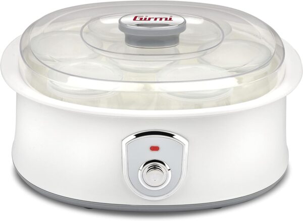 Girmi YG03 Yogurtiera, 20W, 42 - 50°C, 7 Vasetti in Vetro, Bianco