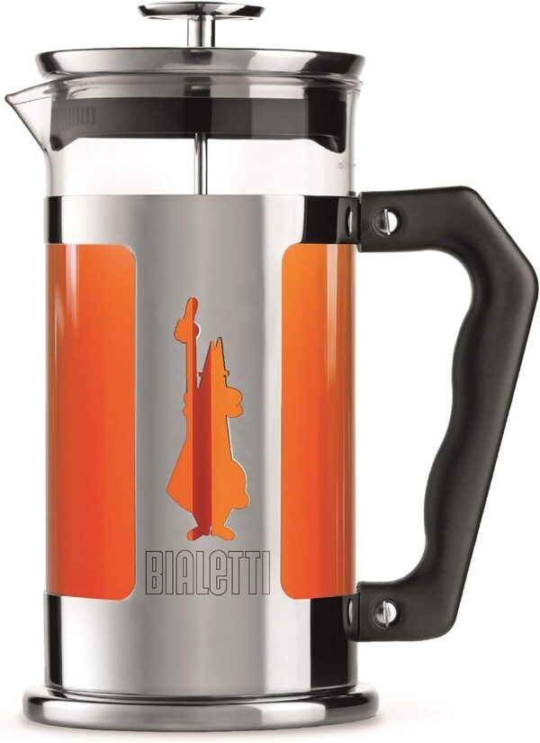 Bialetti Preziosa caffettiera, filtro French Press per caffè o tè, corpo in acciaio inossidabile e contenitore in vetro borosilicato, lavabile in lavastoviglie, 350 ml, per 3 tazze