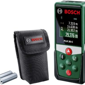 Distanziometro laser Bosch PLR 30 C (con funzione app, campo di misurazione: 0,05–30m, precisione: ± 2 mm, in confezione in cartone)