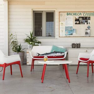 Luxor Lounge Set Bianco/Rosso Giardino