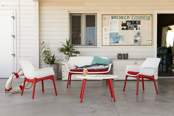 Luxor Lounge Set Bianco/Rosso Giardino