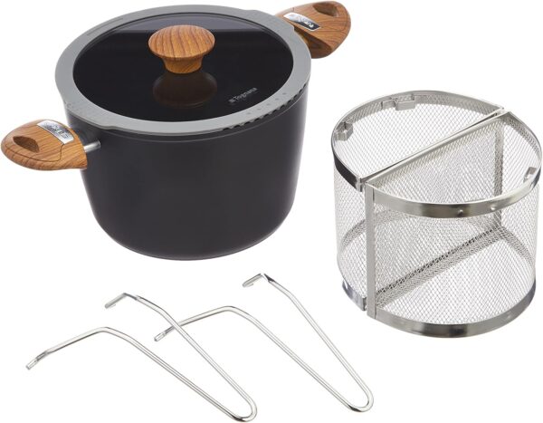 Tognana Set Pentola per la Pasta Multifunzione Country Chic, 22 cm, Alluminio forgiato, Nero