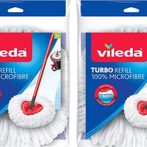 Vileda Easywring e Clean Turbo Classico in Microfibra mop Refill Head, Microfibra, White, Twin Pack