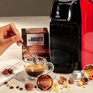 Bialetti New Break - Macchina Caffè Espresso a Capsule in Alluminio con Sistema Bialetti il Caffè d'Italia, Design Compatto, Rosso, Include 64 Capsule In Omaggio