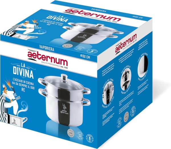 Aeternum Divina Vaporiera, Acciaio, Adatto all'Induzione, Diametro 22 cm