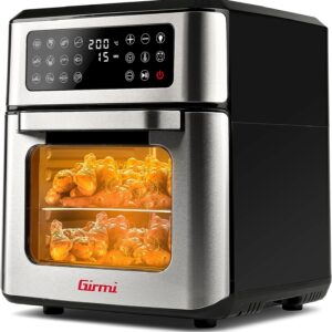 Girmi FG97 Friggitrice ad Aria 12 Litri e Forno Elettrico, 1600-1800W, 12 Programmi Preimpostati, Cestello Rotante & Girarrosto, Vassoio Raccogli Grasso, Display Digitale, Accessori Multiuso