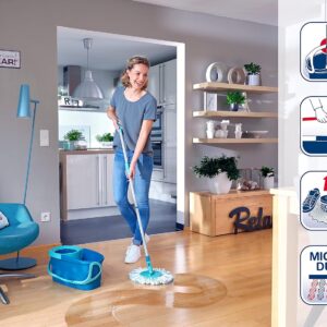 Leifheit Mop Pavimenti Blu, Lavapavimenti Professionale Flessibile A 360°, 46.6 x 26.5 x 26 Cm