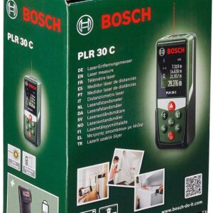 Distanziometro laser Bosch PLR 30 C (con funzione app, campo di misurazione: 0,05–30m, precisione: ± 2 mm, in confezione in cartone)