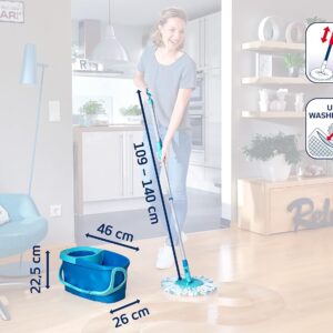 Leifheit Mop Pavimenti Blu, Lavapavimenti Professionale Flessibile A 360°, 46.6 x 26.5 x 26 Cm