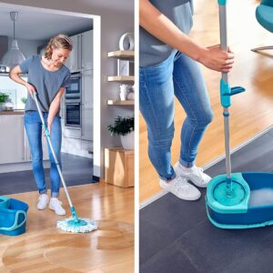 Leifheit Mop Pavimenti Blu, Lavapavimenti Professionale Flessibile A 360°, 46.6 x 26.5 x 26 Cm