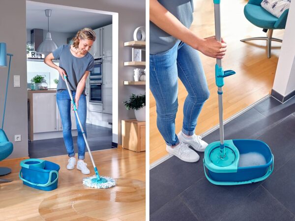 Leifheit Mop Pavimenti Blu, Lavapavimenti Professionale Flessibile A 360°, 46.6 x 26.5 x 26 Cm