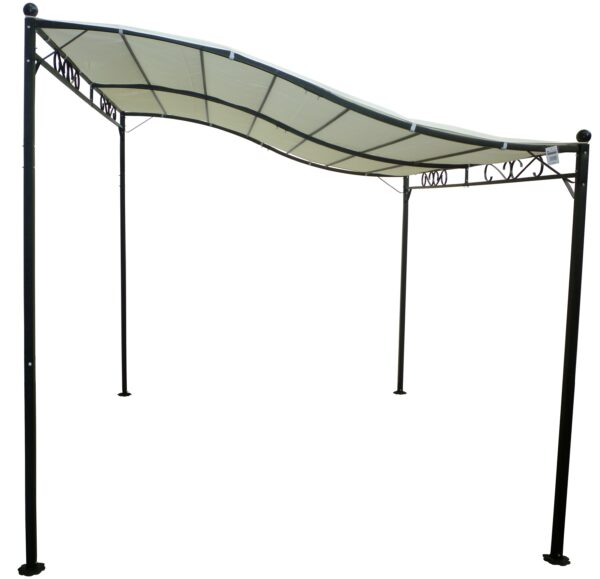 Gazebo pergola da muro metri 3x2,5 in ferro e metallo nero telo ecrù per esterno trattamento antiruggine