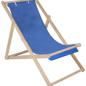 Sedia Sdraio pieghevole Prendisole in legno chiaro naturale tela blu schienale regolabile in 3 posizioni per spiaggia mare giardino campeggio piscina